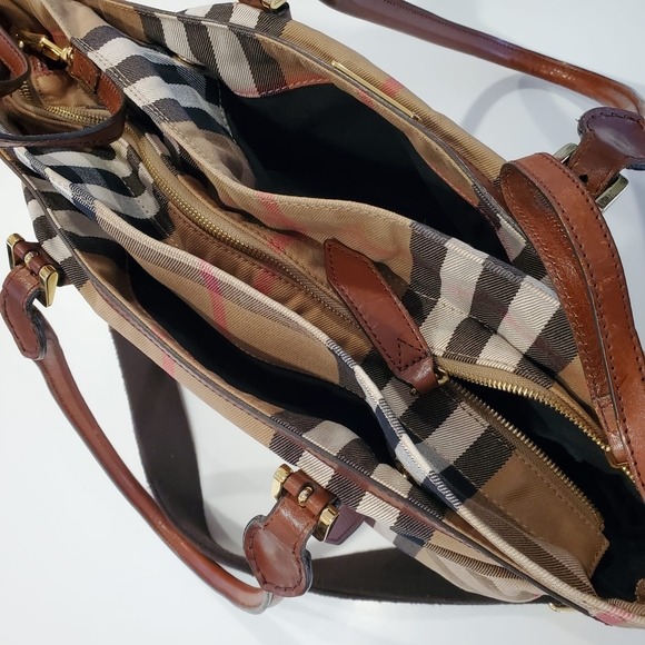 Burberry House Check Marta Dark Tan Diaper Baby Bag Travel & Work Bag - Picture 8 of 15
